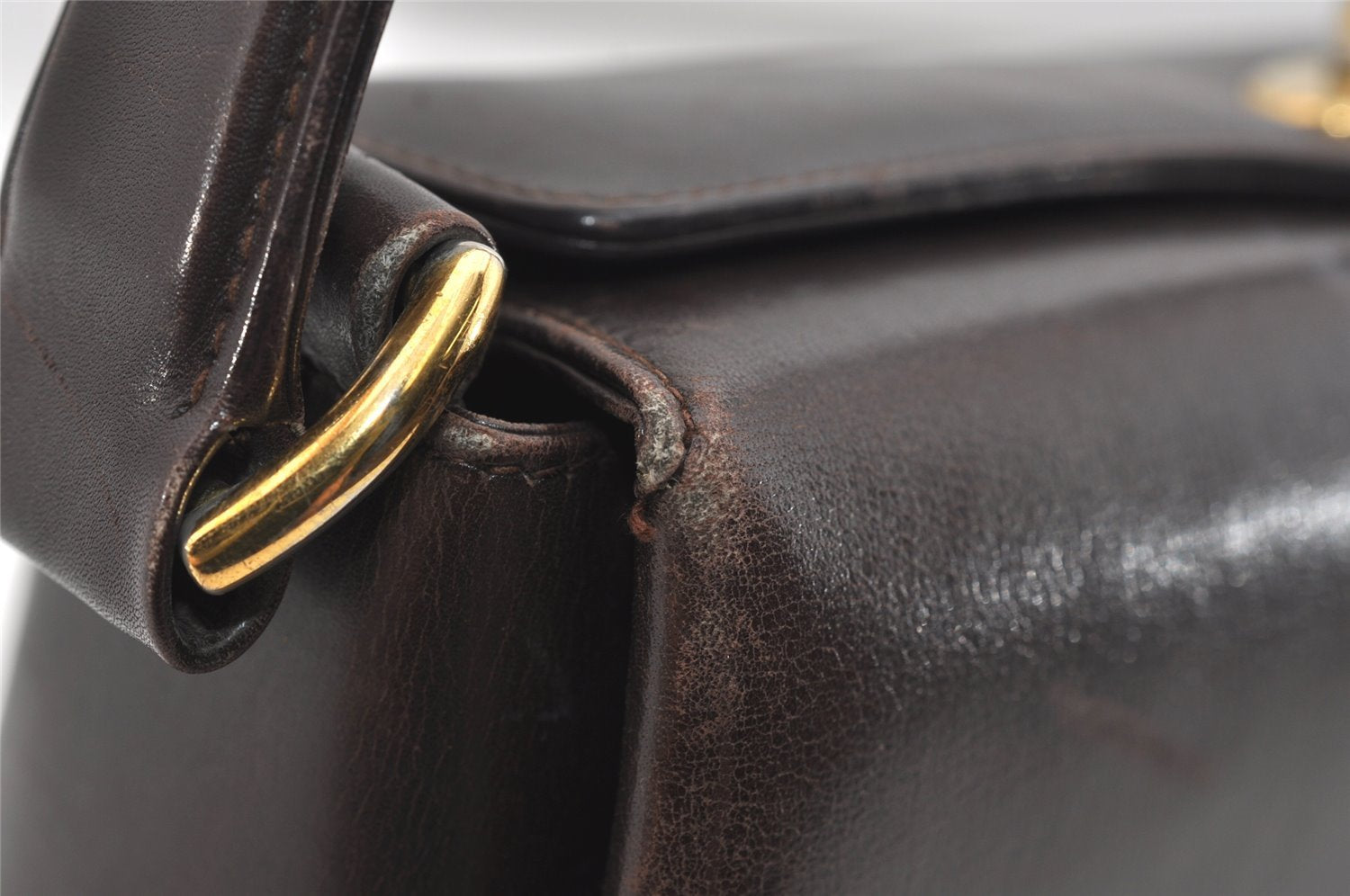 Authentic GUCCI Vintage Shoulder Hand Bag Purse Leather Brown 9399I