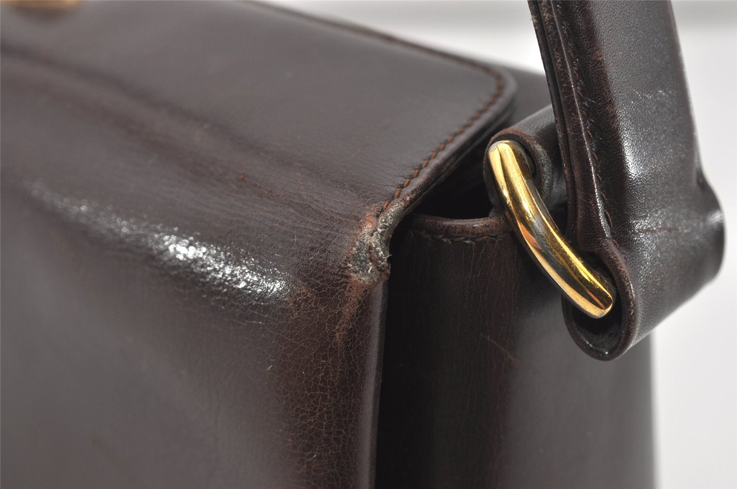 Authentic GUCCI Vintage Shoulder Hand Bag Purse Leather Brown 9399I