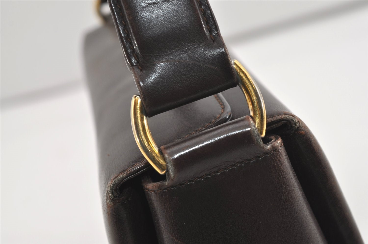 Authentic GUCCI Vintage Shoulder Hand Bag Purse Leather Brown 9399I