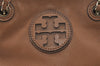 Authentic TORY BURCH Vintage Marion Chain Shoulder Tote Bag Leather Brown 9400I