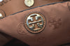 Authentic TORY BURCH Vintage Marion Chain Shoulder Tote Bag Leather Brown 9400I