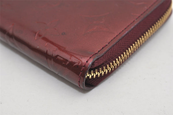 Authentic Louis Vuitton Vernis Zippy Wallet Long Purse Wine Red M91536 LV 9401I