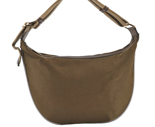 Authentic GUCCI Sherry Line Shoulder Bag Purse Nylon Leather 0014181 Gold 9402I