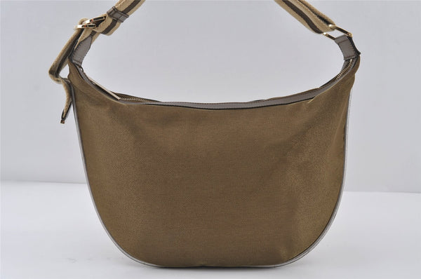 Authentic GUCCI Sherry Line Shoulder Bag Purse Nylon Leather 0014181 Gold 9402I