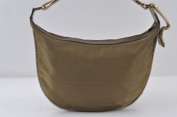 Authentic GUCCI Sherry Line Shoulder Bag Purse Nylon Leather 0014181 Gold 9402I