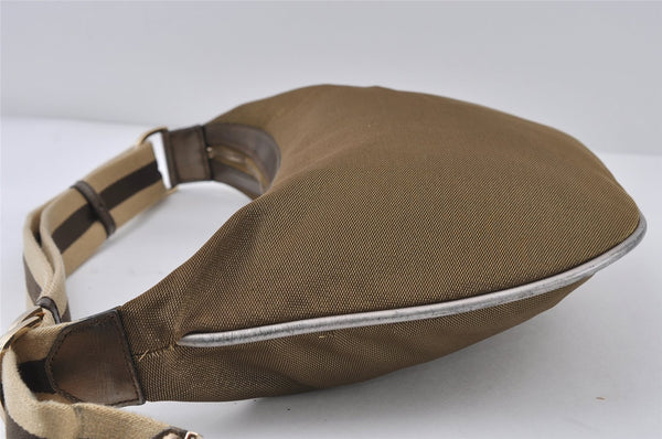Authentic GUCCI Sherry Line Shoulder Bag Purse Nylon Leather 0014181 Gold 9402I