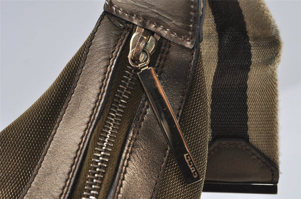 Authentic GUCCI Sherry Line Shoulder Bag Purse Nylon Leather 0014181 Gold 9402I