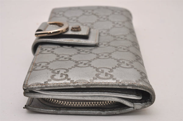 Authentic GUCCI Guccissima Abbey Long Wallet GG Leather 154256 Silver 9403I