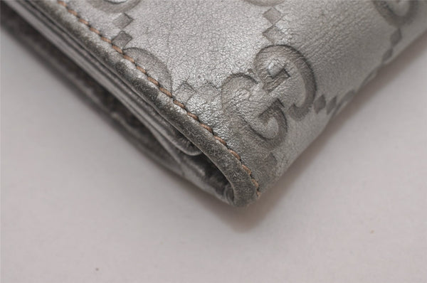 Authentic GUCCI Guccissima Abbey Long Wallet GG Leather 154256 Silver 9403I