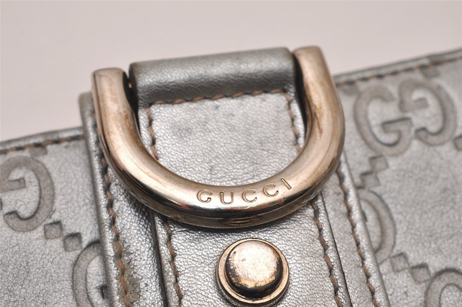 Authentic GUCCI Guccissima Abbey Long Wallet GG Leather 154256 Silver 9403I