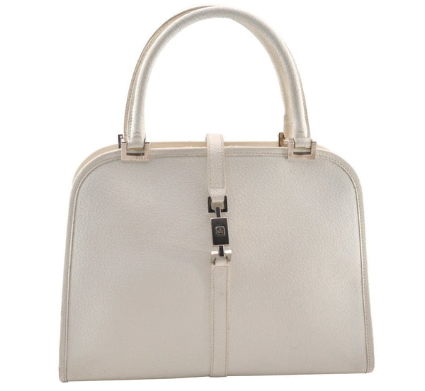 Authentic GUCCI Jackie Vintage Hand Bag Purse Leather 0021071 White 9404I