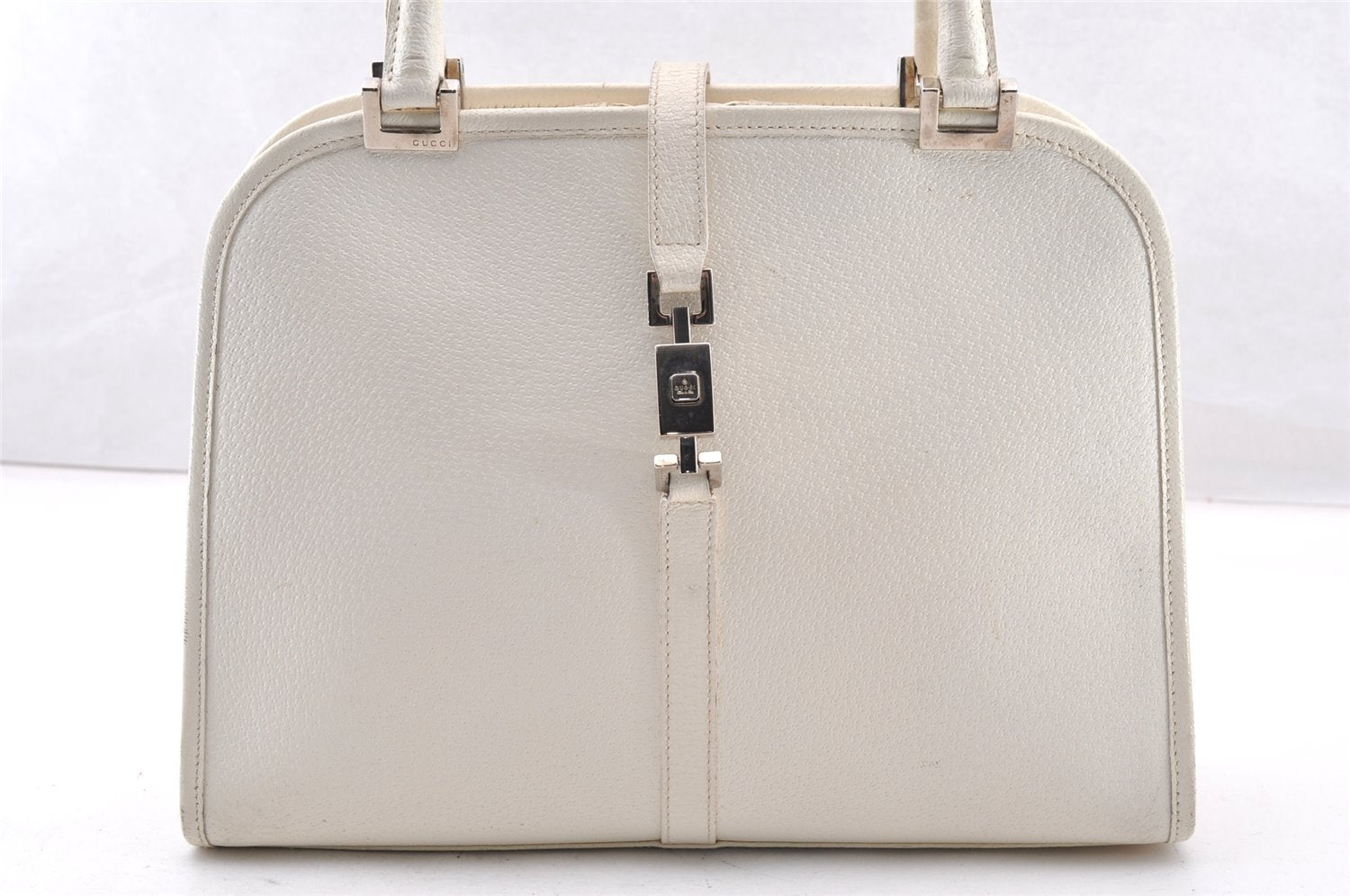 Authentic GUCCI Jackie Vintage Hand Bag Purse Leather 0021071 White 9404I