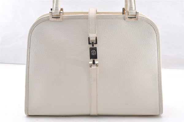 Authentic GUCCI Jackie Vintage Hand Bag Purse Leather 0021071 White 9404I
