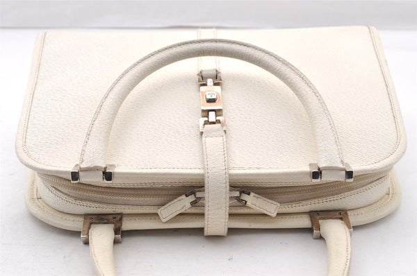 Authentic GUCCI Jackie Vintage Hand Bag Purse Leather 0021071 White 9404I