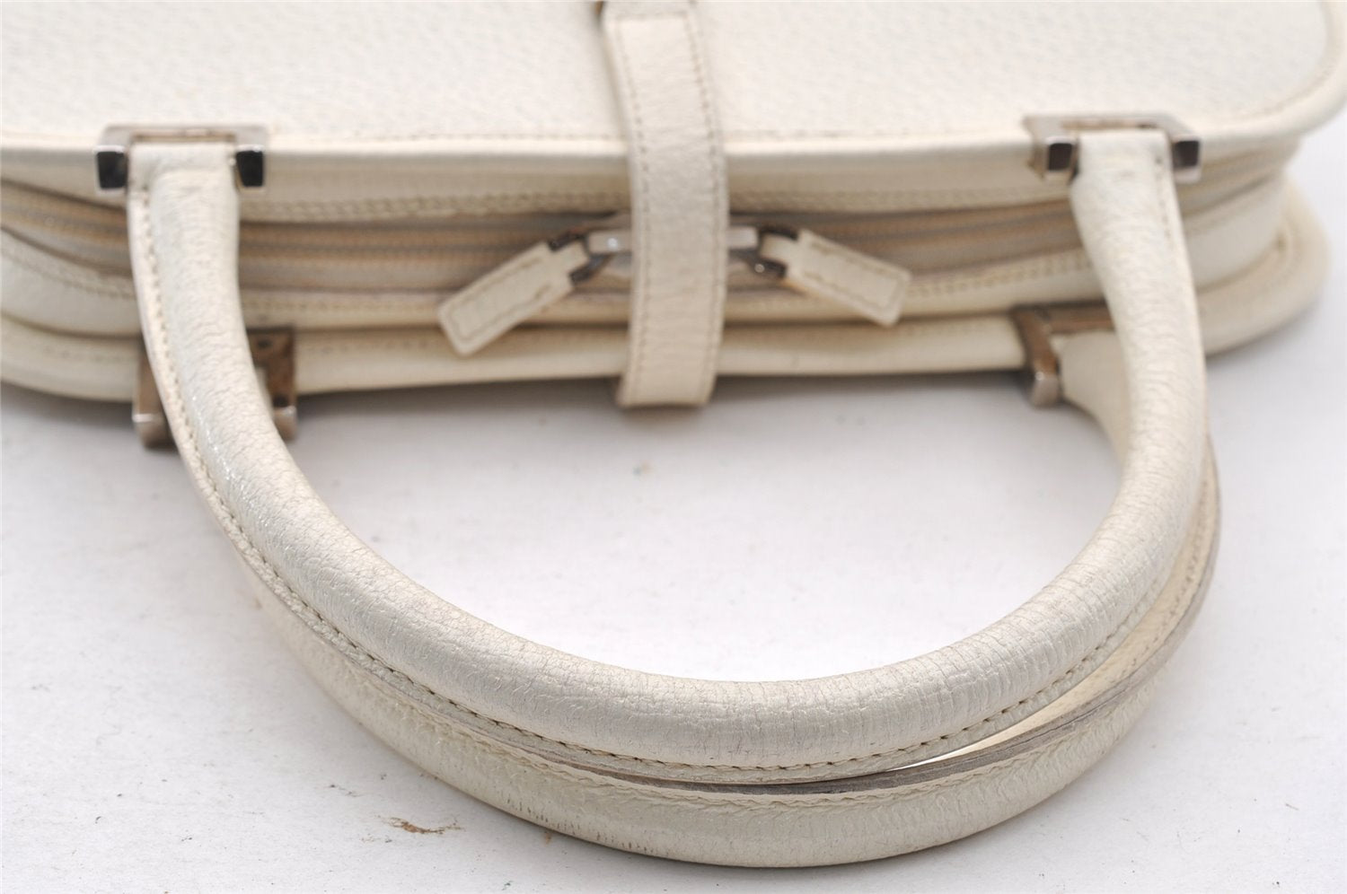 Authentic GUCCI Jackie Vintage Hand Bag Purse Leather 0021071 White 9404I
