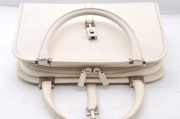 Authentic GUCCI Jackie Vintage Hand Bag Purse Leather 0021071 White 9404I