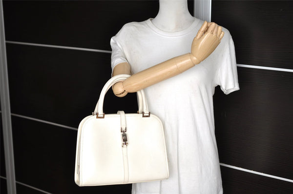 Authentic GUCCI Jackie Vintage Hand Bag Purse Leather 0021071 White 9404I