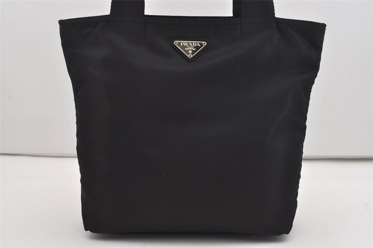 Authentic PRADA Nylon Tessuto Leather Shoulder Tote Bag Purse Black 9405I