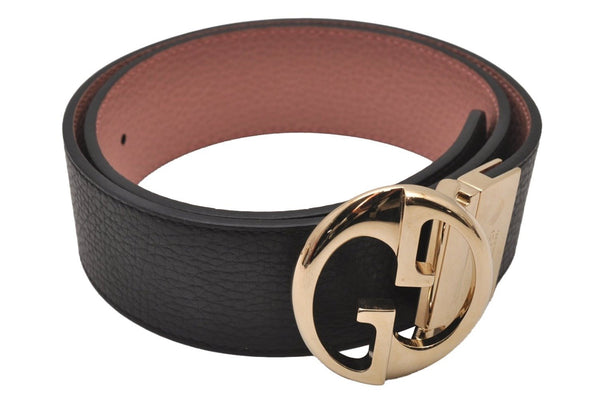 Authentic GUCCI Reversible Belt Leather Size 70cm 27.6" 450000 Black Pink 9406I