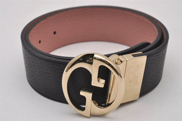 Authentic GUCCI Reversible Belt Leather Size 70cm 27.6" 450000 Black Pink 9406I