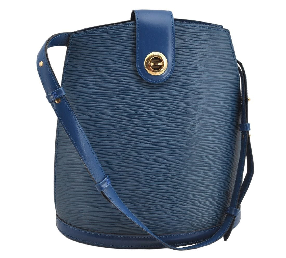 Authentic Louis Vuitton Epi Cluny Shoulder Bag Purse Blue M52255 LV 9406J