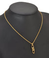 Authentic GIVENCHY Rhinestone Logo Motif Chain Pendant Necklace Gold Tone 9407I