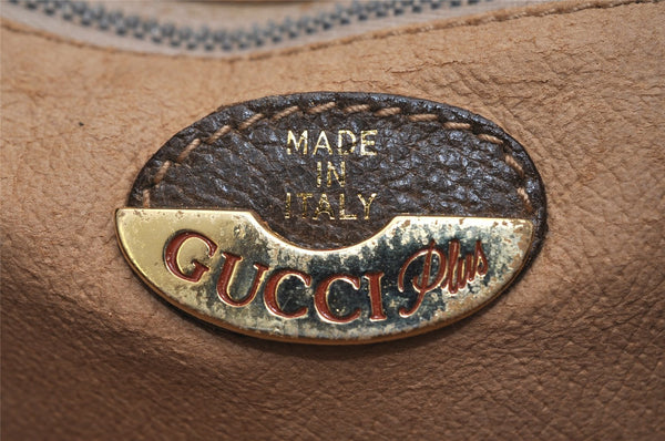 Authentic GUCCI Vintage GG Plus Shoulder Bag Purse PVC Leather Brown Junk 9407J