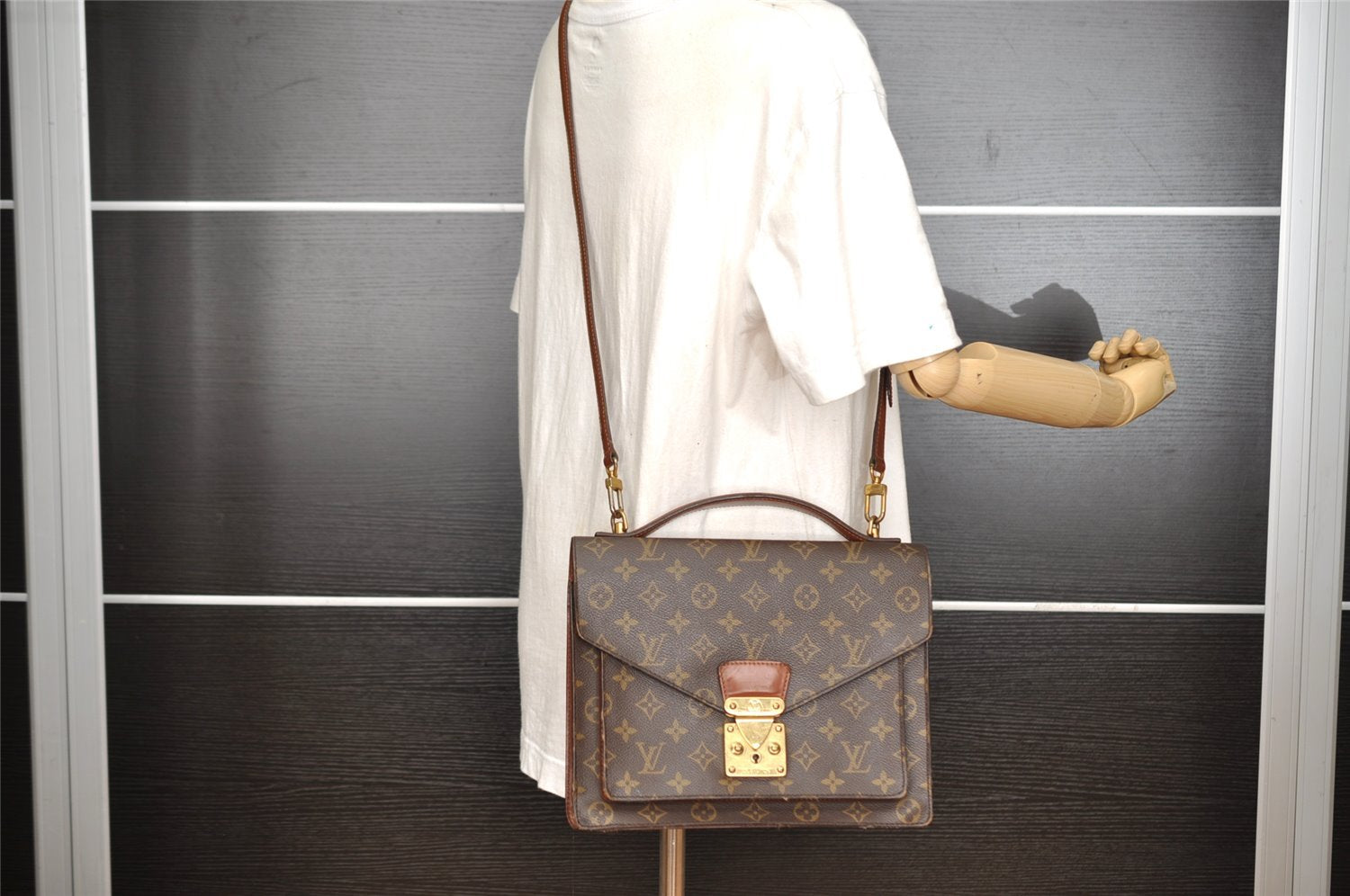 Authentic Louis Vuitton Monogram Monceau 2Way Shoulder Hand Bag M51185 LV 9408I