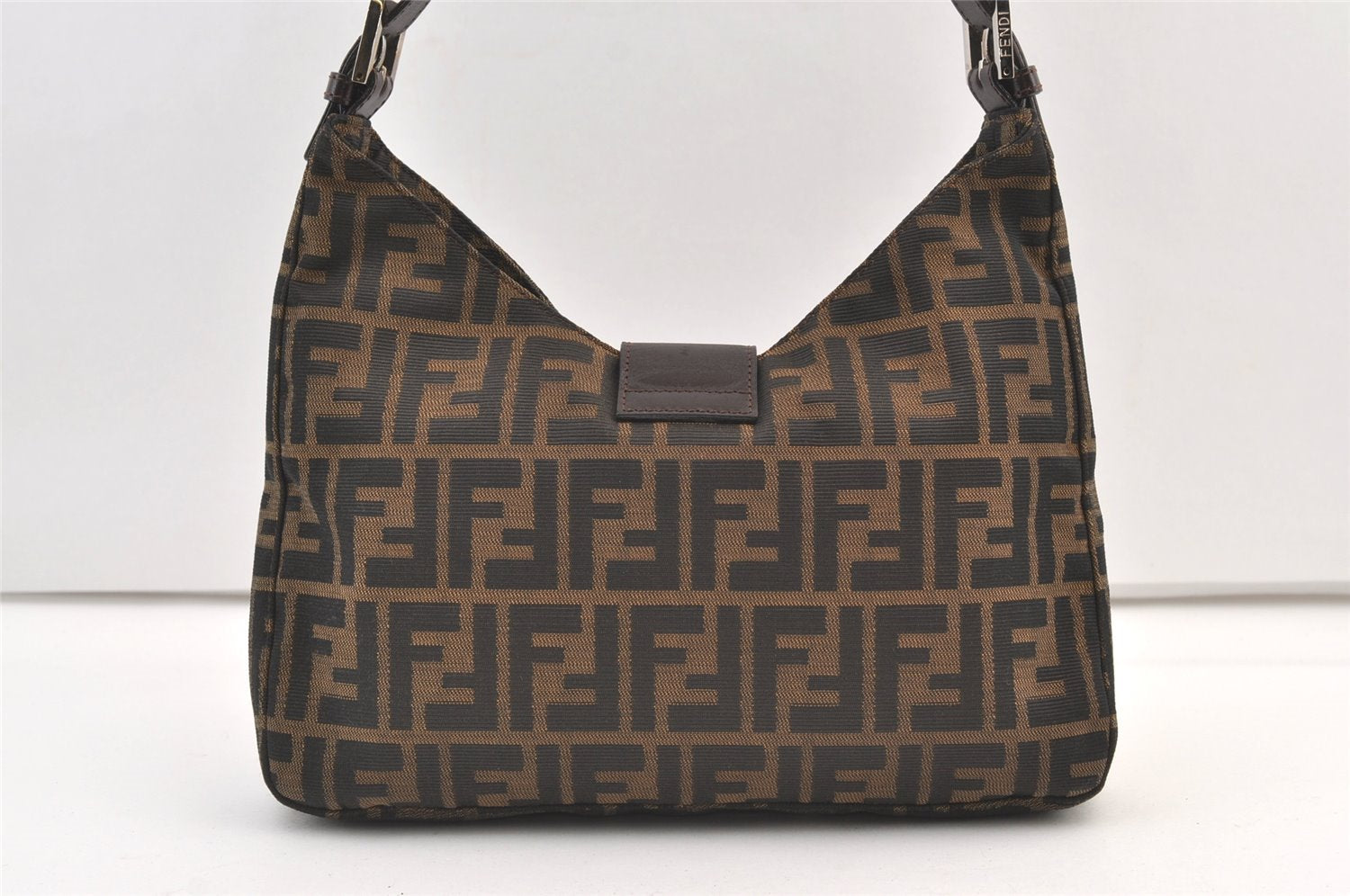 Authentic FENDI Zucca Shoulder Hand Bag Purse Canvas Leather Brown 9408J