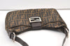 Authentic FENDI Zucca Shoulder Hand Bag Purse Canvas Leather Brown 9408J