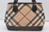 Authentic BURBERRY Vintage Nova Check PVC Leather Hand Tote Bag Beige 9410J