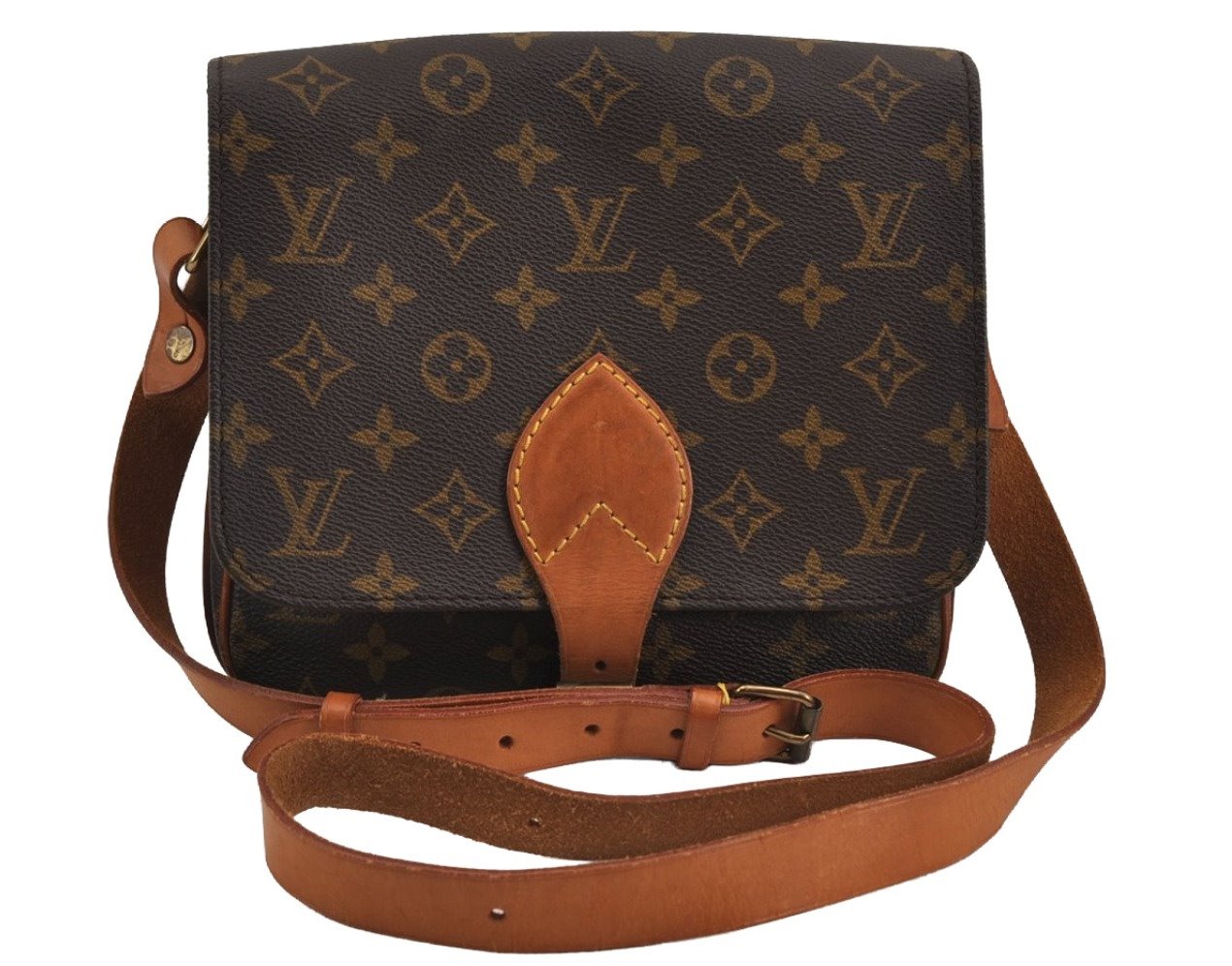 Authentic Louis Vuitton Monogram Cartouchiere MM M51253 Shoulder Cross Bag 9411J