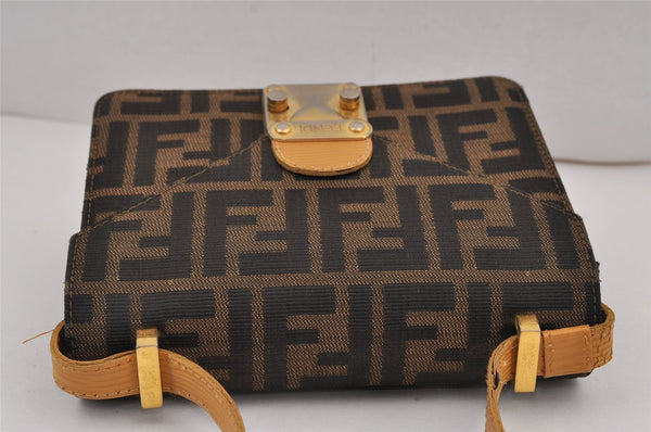 Authentic FENDI Zucca Shoulder Cross Body Bag Purse Canvas Leather Brown 9414J