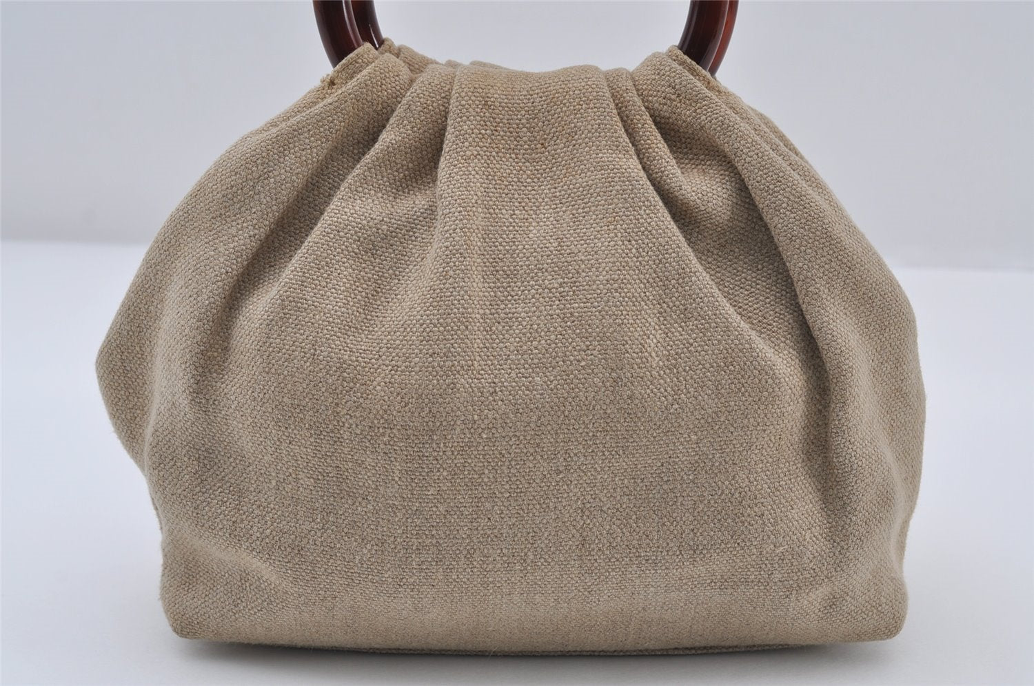 Authentic CHANEL Vintage Canvas CoCo Mark Hand Tote Bag Purse Beige 9416I