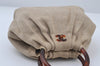 Authentic CHANEL Vintage Canvas CoCo Mark Hand Tote Bag Purse Beige 9416I