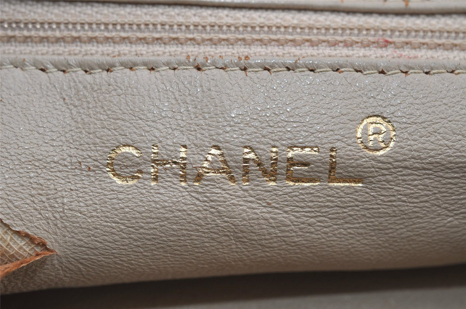 Authentic CHANEL Vintage Canvas CoCo Mark Hand Tote Bag Purse Beige 9416I