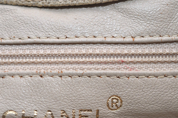 Authentic CHANEL Vintage Canvas CoCo Mark Hand Tote Bag Purse Beige 9416I