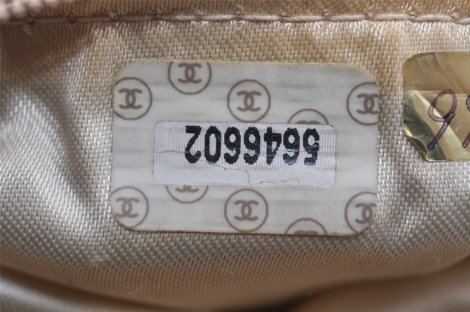 Authentic CHANEL Vintage Canvas CoCo Mark Hand Tote Bag Purse Beige 9416I
