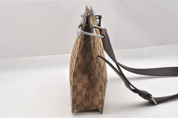 Authentic GUCCI Eclipse Shoulder Cross Bag GG Canvas Leather 120841 Brown 9417I