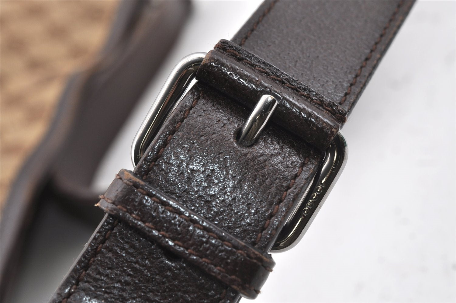 Authentic GUCCI Eclipse Shoulder Cross Bag GG Canvas Leather 120841 Brown 9417I