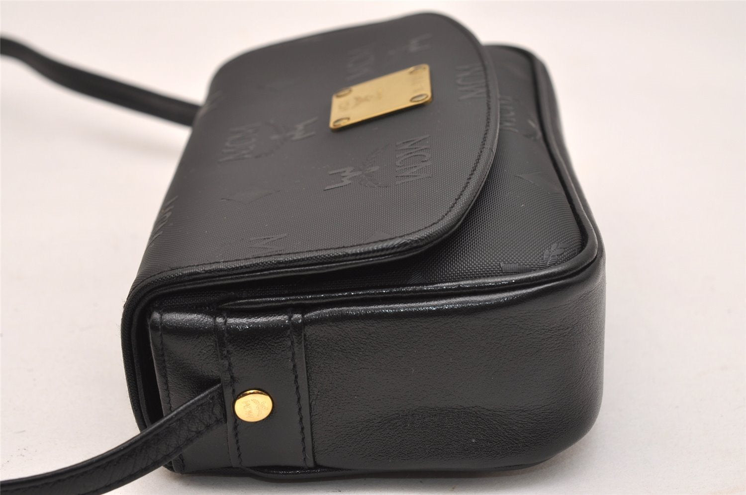 Authentic MCM Vintage PVC Leather Shoulder Cross Body Bag Purse Black 9418J