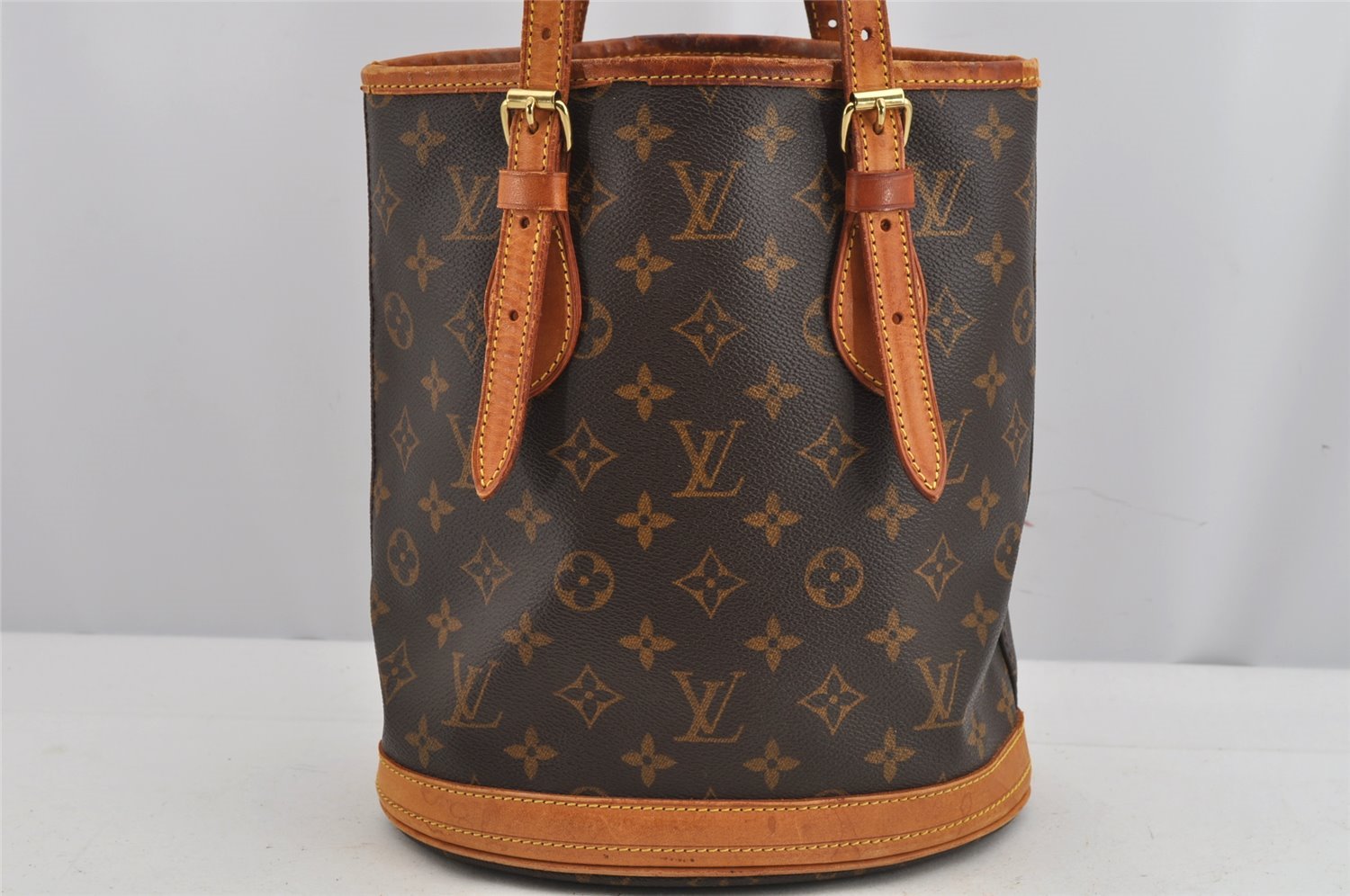 Authentic Louis Vuitton Monogram Bucket PM Shoulder Tote Bag M42238 Junk 9419J