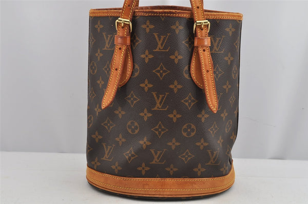 Authentic Louis Vuitton Monogram Bucket PM Shoulder Tote Bag M42238 Junk 9419J