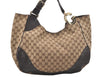 Authentic GUCCI Charlotte Shoulder Tote Bag GG Canvas Leather 203504 Brown 9420I