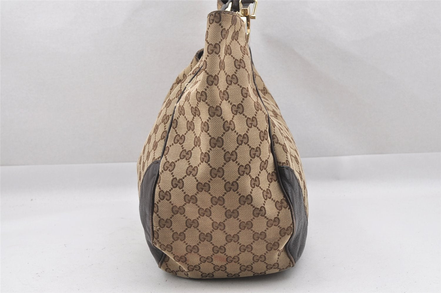 Authentic GUCCI Charlotte Shoulder Tote Bag GG Canvas Leather 203504 Brown 9420I