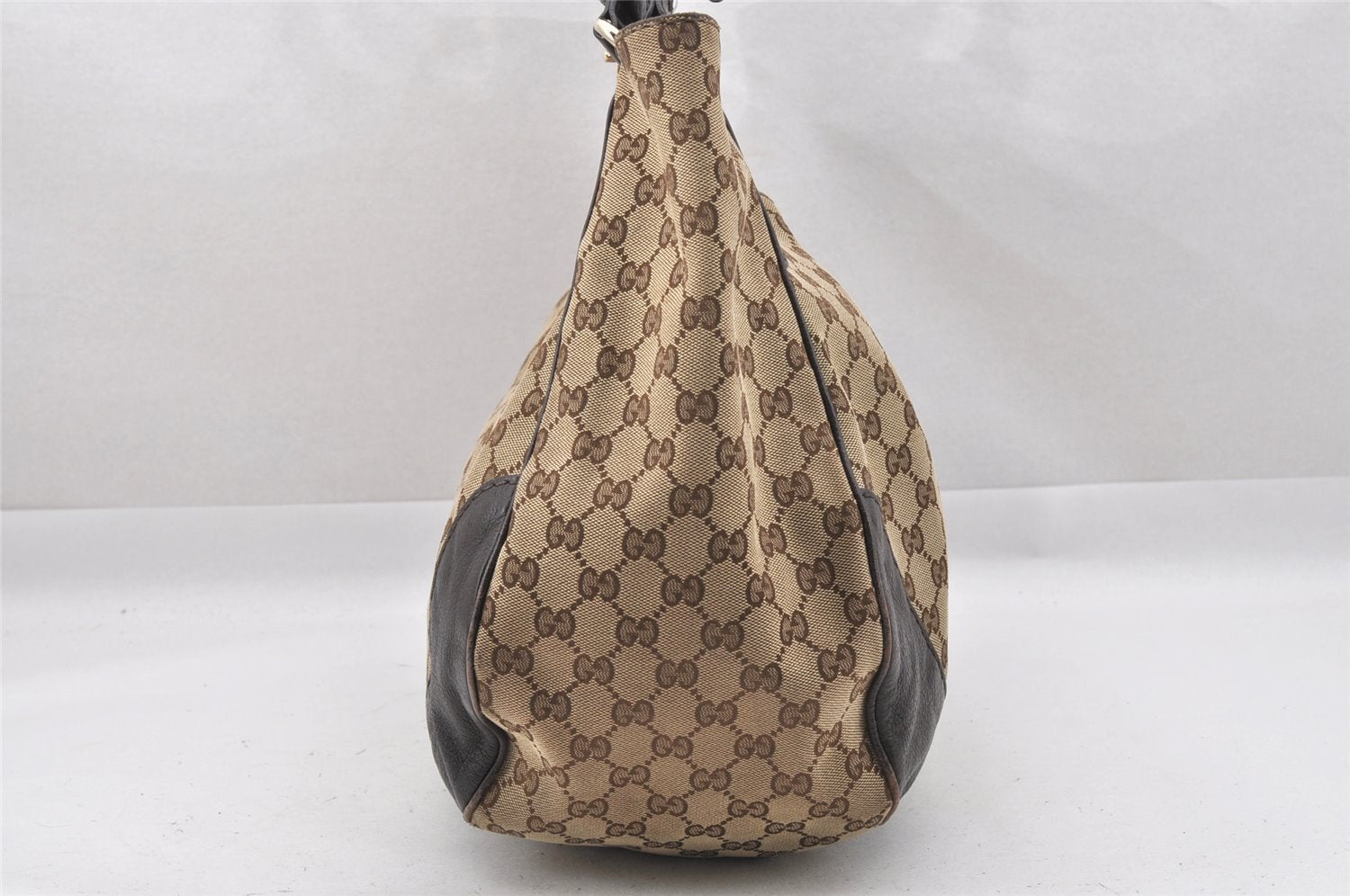 Authentic GUCCI Charlotte Shoulder Tote Bag GG Canvas Leather 203504 Brown 9420I