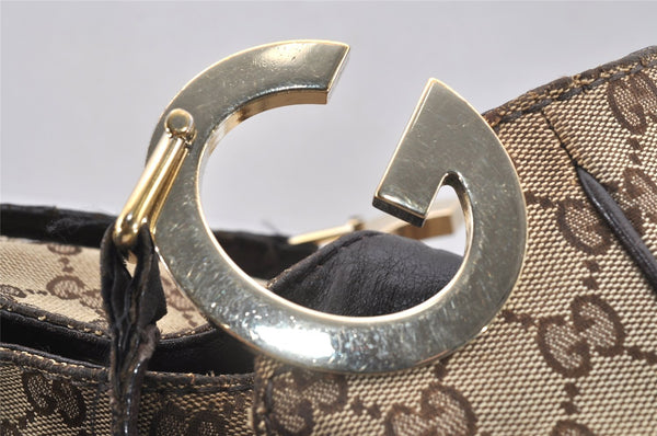 Authentic GUCCI Charlotte Shoulder Tote Bag GG Canvas Leather 203504 Brown 9420I