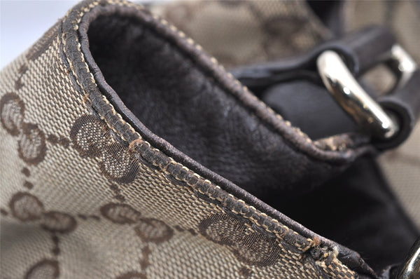 Authentic GUCCI Charlotte Shoulder Tote Bag GG Canvas Leather 203504 Brown 9420I