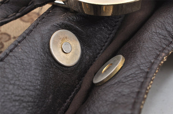 Authentic GUCCI Charlotte Shoulder Tote Bag GG Canvas Leather 203504 Brown 9420I