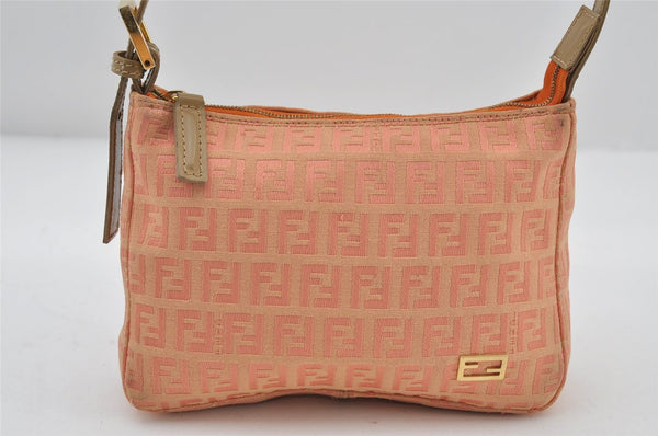 Authentic FENDI Zucchino Shoulder Hand Bag Purse Canvas Leather Orange 9423I